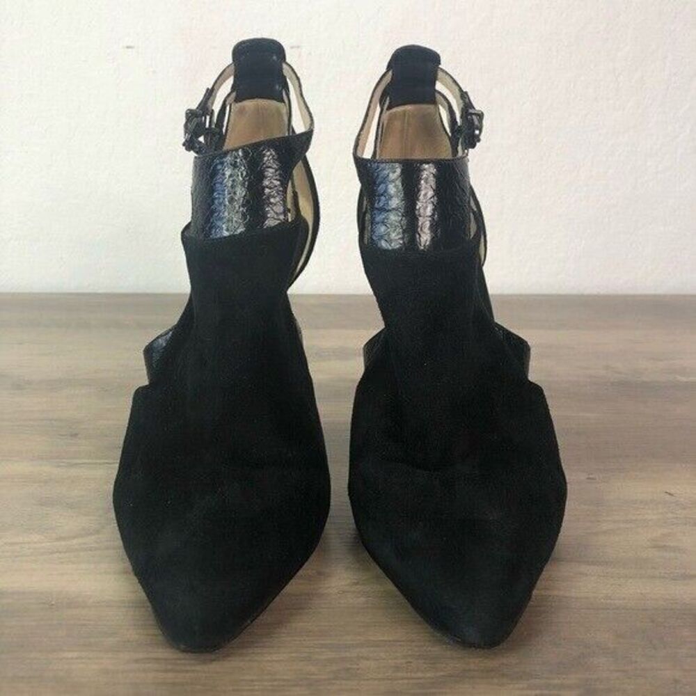 Alexandre Birman Double Buckle Suede Python Cage … - image 3